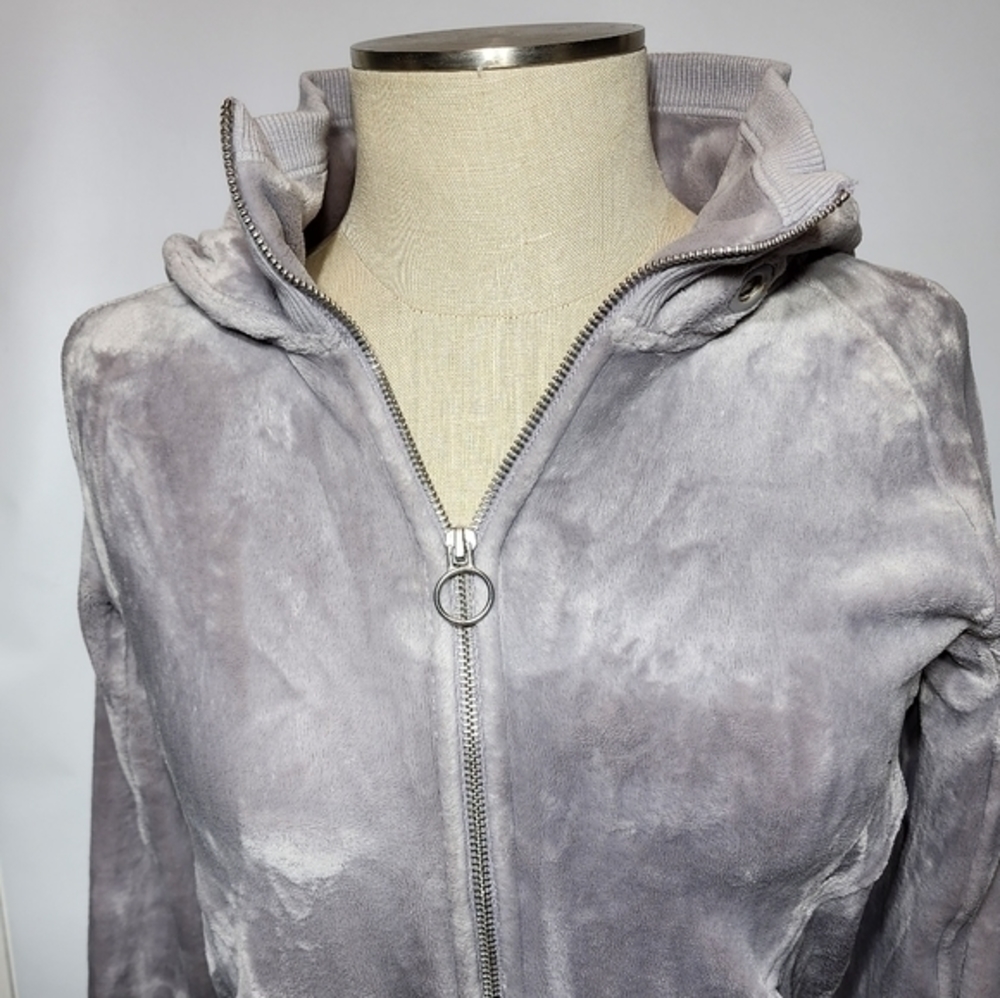 Athleta‎ Velour Front Zipper Light Gray Hoodie Jacket XS